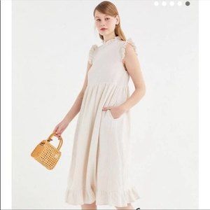 Urban Outfitters womans Cream White Ruffle Midi dress size M